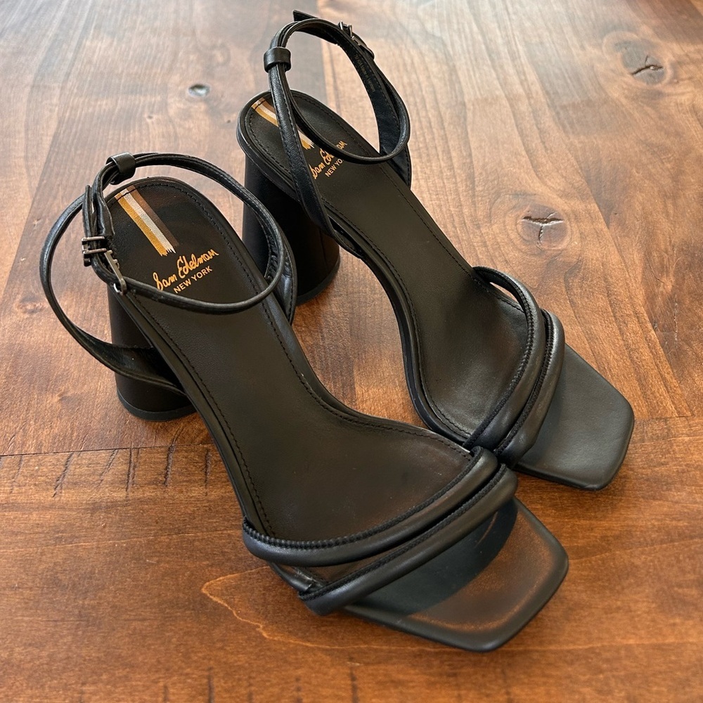 Sam Edelman Kia Block Heel Sandal | Black Leather| Size 7 - Picture 2 of 10
